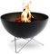 höfats - Bowl 70 Feuerschale mit Edelstahl Sternfuß - raucharme Verbrennung - Feuerstelle mit Plancha Grillplatte und Grillrost nutzbar - kippbarer Feuerkorb Stahl emailliert, schwarz, Ø 70 cm