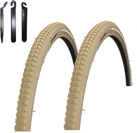 2 x Rexway Legend Pannenschutz Fahrradreifen Creme mit Reflex 40-635 (28 x 1 1/2) inkl. maxxi4you Reifenheber