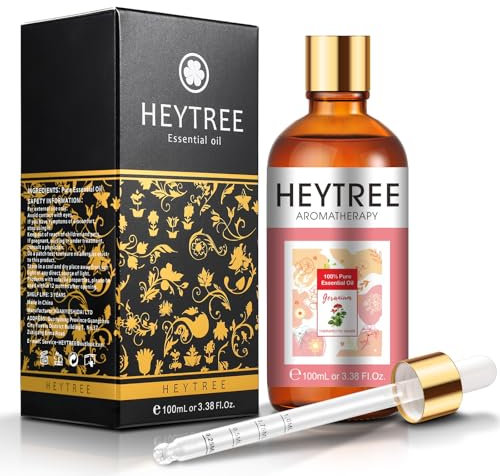 HEYTREE Geranium Essential Oil for Natural Cleaning & Relaxation, Refreshes Diffusers Home & Skin Nourishment-100ml