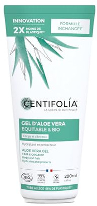 CENTIFOLIA | Gel d’Aloe Vera Bio | Hydrate & Apaise | Absorption Rapide | Gamme Équitable & Bio | Texture Légère | Visage, Corps & Cheveux | 99% Naturel | Fabrique en France | Bio | 200mL