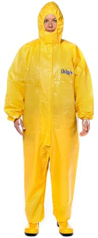 Dräger SPC 4400 CPM Einweg-Schutzanzug gegen Staub und Flüssigkeiten, hohe Beständigkeit gegen Farbe & Chemikalien, Arbeitsschutz Overall – Größe L