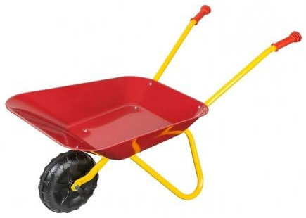 cavernedesjouets Brouette Metal Enfant 78x38x40cm - bac 30 kg Max, Rouge/Jaune - Set Jouet de Jardin + 1 Carte - Accessoire, Outillage Kids, Junior