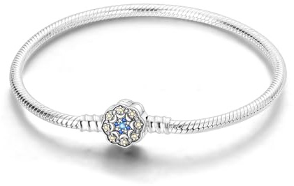 Hapour Bracciale Charms in Argento 925 per Donne Farfalla Migliore Amico Cuore Luna e Stella Bracciale Charms a Catena di Serpente con 5A Cubic Zirconia