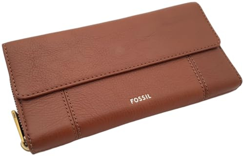 Fossil JORI RFID Flap Clutch Wallet Geldbörse in Mittelbraun SWL3009210, braun, L, Klassisch