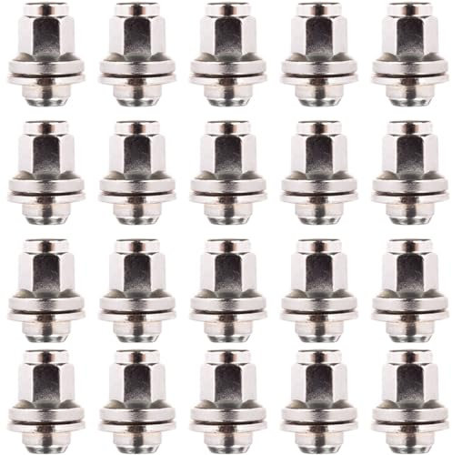 RYBO Set of 20 Wheel Nuts, M12 x 1.5, Flat Seated, 19 Hex - Compatible with Jaguar Vehicles (Silver, Set of 20)
