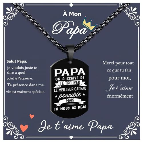 Gkmamrg Fars dag present pappa hänge - present till pappa - jul korshänge rostfritt stål 50 cm halsband för pappa, silver, Rostfritt stål