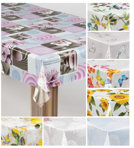 laro Wachstuch-Tischdecke Wachstischdecke Gartentischdecke, Muster:Orchidee Mandala, Größe:100x140