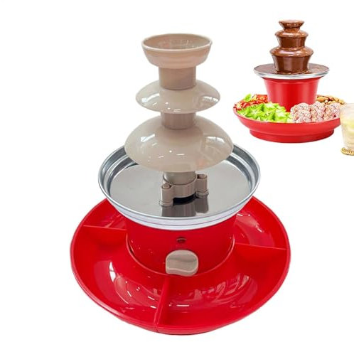 Dispensador De Chocolate Derretido - Fuente De Chocolate para Fiestas, Torre De Fusión Automática De Chocolate De 3 Niveles | Fuente De Fondue De Chocolate De Acero Inoxidable De 24 Cm, Herramienta