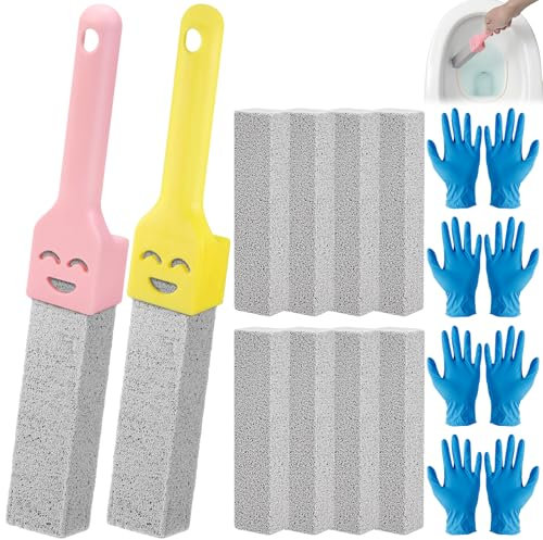Bimsstein Toilette Bimsstein Toilettenreiniger Pumie Reinigungsstein Cleaning Block WC Putzstein Urinsteinentferner mit 2 Griff Pumice Stone für Toilette Bad Waschbecken 8 Stück
