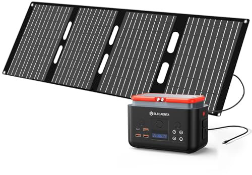 40W ETFE Caricabatterie Solare con Centrale Elettrica Portatile LiFePO4 200Wh 62500mAh, Generatore Solare con Pannelli Solari per Campeggio Viaggio Emergenza Off Grid Backup