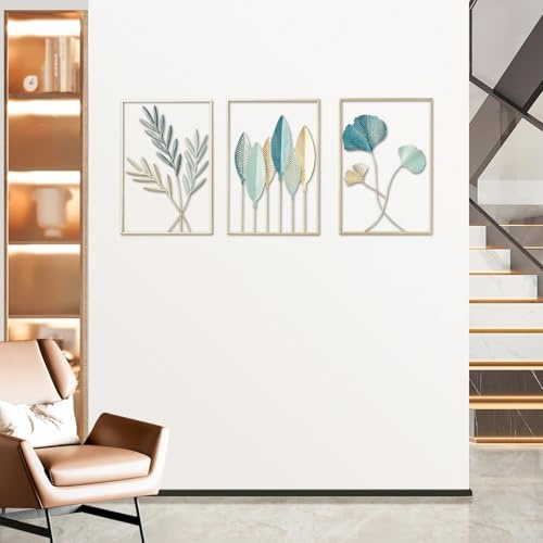 Chingcoo väggdekoration metall, 3 stycken modern väggdekoration heminredning, metallväggskulptur, metallbilder väggdekoration som för vardagsrum sovrum kontor och hall