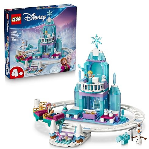 LEGO | Disney Frozen Elsa's Ice Castle & Snow Ride Adventure Toy - incl. Anna & Elsa Mini Dolls, Olaf Figure, Train Track & Snow Carts - Gift for 4+ Year Old Girls - 43281