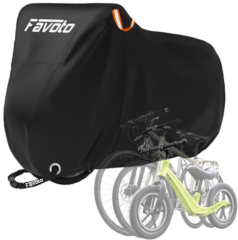 Favoto Bike Cover Waterproof Outdoor - Storage for 3 Bikes Bicycle Cover Sun Rain Dust Wind Proof Bike Tarp with Storage Bag for Mountain Road Bike/Ebike