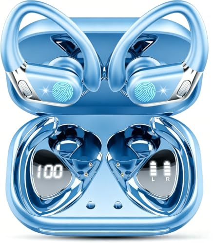 Cuffie Bluetooth Sport, 50 Ore Auricolari Bluetooth 5.4 HiFi Stereo, Cuffie Wireless Cancellazione Rumore Mics, Cuffiette Bluetooth Ricarica Rapida USB-C, Auricolare IP7 Impermeabil Palestra Correre