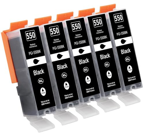 Tinnee 550XL Druckerpatronen Kompatible für Canon MX925 Druckerpatronen Canon 550 PGBK für Pixma MG7150 MG7550 iP7200 iP7250 MG5450 MG5550 MG5650 MG5655 MX725 MX920 iP8750 iX6850 MX925