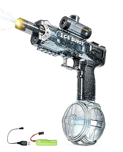 Pistolet à Eau Électrique pour Enfants et Adultes, Grande Portée avec Lumières LED, Réservoir 300 ML, Parfait pour Plage, Piscine, Jardin et Jeux d’Été