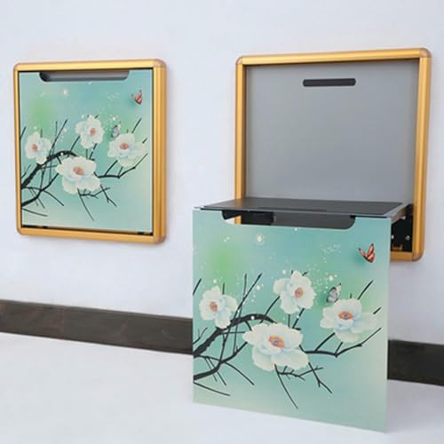 YYLMKMFC Banco de Zapatos Plegable montado en la Pared, Taburete for Cambiar Zapatos Invisible de aleación de Aluminio con Mural, Silla Plegable Oculta for Entrada(C,Gold)