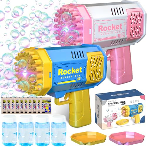BGIUSQF Pistola Spara Bolle di Sapone, Sparabolle di Sapone Con 14 Soluzioni e 40 Fori Spara Bolle di Sapone Automatico, Sparabolle per Bazooka per Matrimonio Giochi Esterno Feste Compleanno