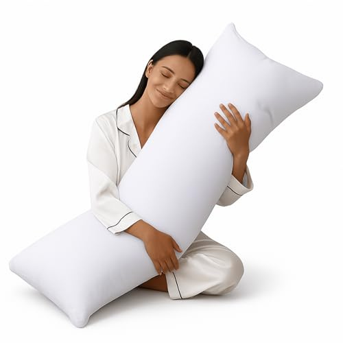 Long Premium Bolster Body Pillow (Small Double-4ft) – 100% Virgin Hollowfibre Filling - Comfort Pregnancy Maternity Orthopedic Soft Support for Side and Back Sleepers Pillow Only