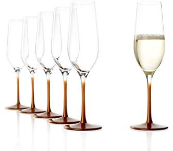 Stölzle Lausitz Copas de Champán Bronze Event Juego de 6, 195 ml – Elegantes Flûtes para Prosecco & Vinos Espumosos – Copas de Cristal de Alta Calidad con Base de Bronce – Apto para Lavavajillas