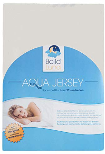 Premium Spannbettlaken mit Gummizug für Wasserbetten Boxspringbetten Übergröße Jersey Matratzenbezug Bettbezug Baumwolle Elastan Laken Wasserbettbezug 180-200 x 200-220 cm - Schnee