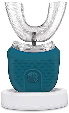 ZWPARTS Spazzolino Ad Ultrasuoni Automatico, Spazzolini ad Ultrasuoni a 360 ° Spazzolino Elettrico e Kit di Sbiancamento dei Denti, Spazzolino da Denti per Ricarica, IPX7 Impermeabile (verde)