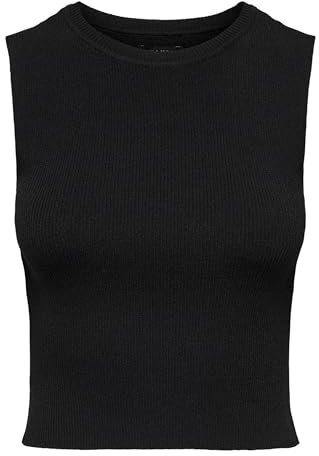 ONLY Damen Geripptes Cropped Top Kurzes T-Shirt Rundhals Oberteil Ärmellos ONLMAJLI