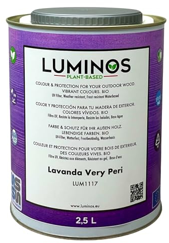 Luminos - LUM1117 - LAVANDA VERY PERI - Lasure Biobased pour bois extérieur à l'eau - Violet Lavanda 2,5L