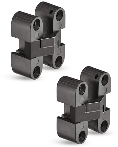 Gedotec Cerniera invisibile Cerniera per porta armadio Cerniera per mobile per porta armadio - H1964 | Ottone nero brunito | Cerniera per armadio da incasso in legno | 11 x 33 mm