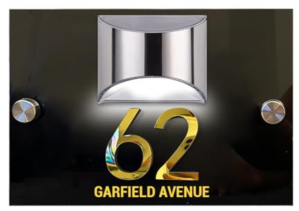 Personalised Solar LED Light House Numbers Plaques,Custom Outdoor Door Signs Modern LED Illuminated Home Address Numbers Street Name Signs for Home Office Hotel Road Plate Plaque (Solar-Door Sign-2)