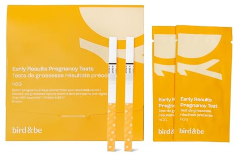 Bird&Be Early Result Pregnancy Test Strips (5 Count) — 10 MIU/mL High Sensitivity hCG, Early Detection Up to 5 Days Before Expected Period, Results in 5 Minutes, Includes Keepsake Result Card
