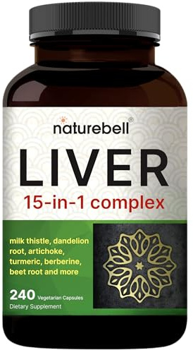 Liver 15-in-1 Complex, 240 Veggie Capsules | Herbal & Mineral Blend - Milk Thistle, Dandelion Root, Artichoke, Black Currant Oil, Turmeric, Chicory, Zinc, Choline, & More | Non-GMO