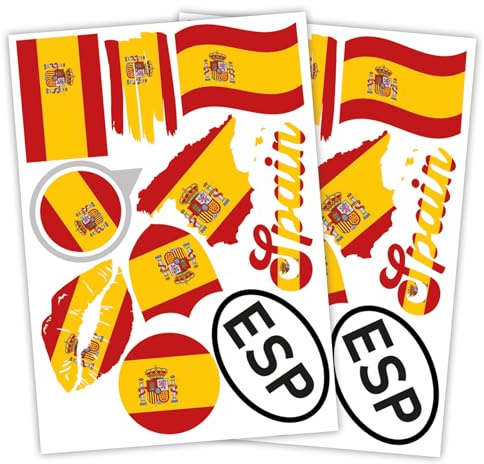 Finest Folia set om 2 DIN A4 landsdekaler flagga för landsflagga för bil motorcykel klistermärken landsflagga självhäftande väderbeständig R217 (54 Spanien)