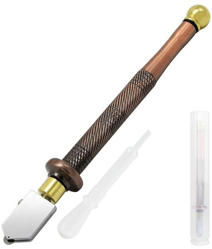 Herramienta de Corte de Vidrio Profesional - Rango de Corte de 3 a 23 mm - Cortador de Vidrio para Vidrio Grueso - Kit de Corte con Punta de Carburo Duradera y Sistema Automático de Aceite