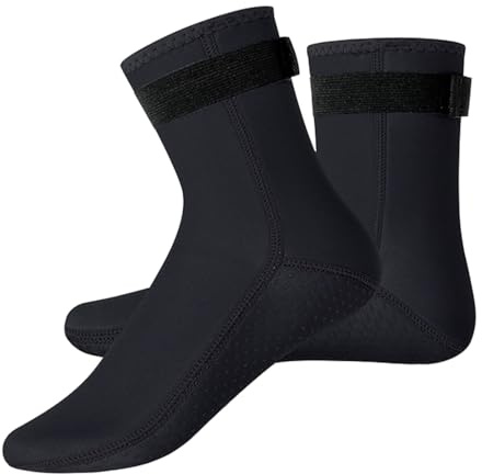 Wvu & Wvo Calcetines de neopreno, calcetines de buceo de 3 mm, antideslizantes y durabilidad para buceo, snorkel, surf y más. Máxima comodidad para deportes acuáticos, Negro , 10