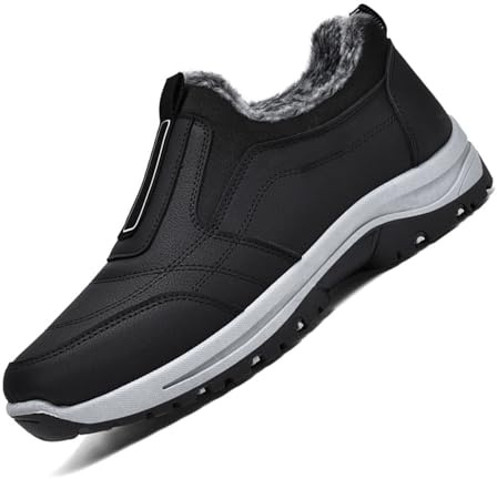 Aocase Scarpe Uomo Sneakers Comfort Extra Larghi Slip On Antiscivolo Scarpe da Trekking Uomo Scarpe Diabetiche Accoglienti Invernali per Gonfie Sneakers da Passeggio,Nero,42/260mm