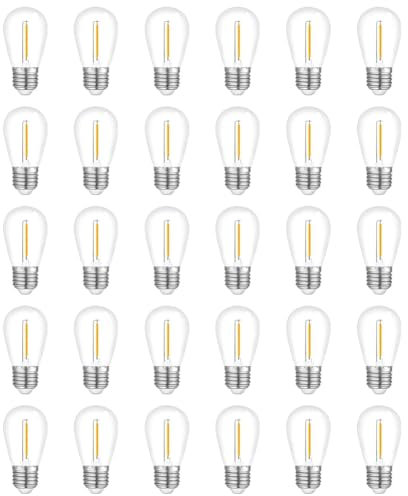 Kdouehg Confezione da 30 Lampadine per Esterni, Lampadina di Ricambio S14 Impermeabile, Attacco E26 Bianca Caldo