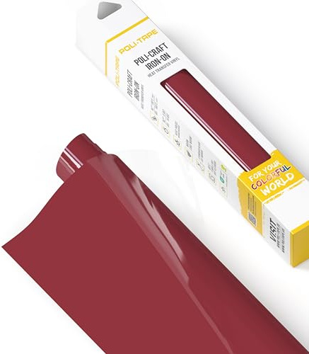 POLI-FLEX® TURBO® - Film de transfert pour textiles - Film flexible à repasser, film pour traceur pour tee-shirts DIY, rouge bordeaux mat (NOUVEAU), 30,5 cm x 122 cm