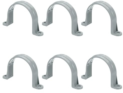 PATIKIL 5 cm plast rörklämma, 6 st PVC rörrem 2 hål ledningsrem plaströr stöd för PVC-rör ledningskablar, grå