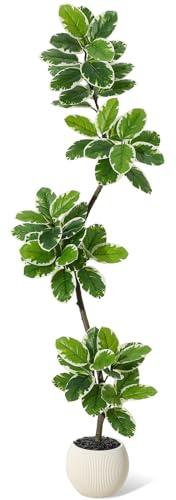 Garvee Künstliche Pflanzen 180 cm, Fake Pflanzen Künstlicher Fiddle Feigenbaum Mit Weiß Topf Kunstbaum Groß Plastikpflanzen Kunstpflanzen Für Drinnen Und DraußEn, Zimmer Schlafzimmer Home Decor