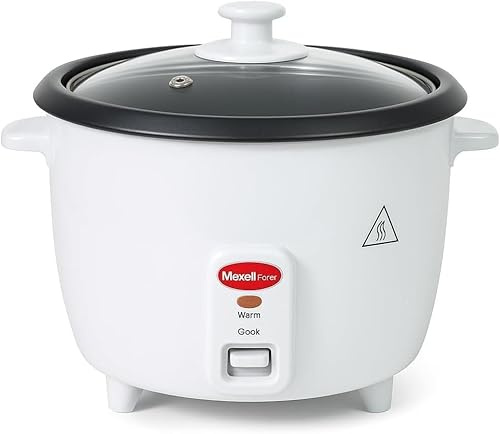 MAXELLPOWER Arrocera Eléctrica 1,8L – 700W – Función Cocinar y Mantener Caliente – Recipiente Antiadherente – Tapa de Vidrio – Incluye Cuchara y Vaso Medidor (1,8L)