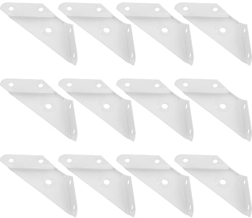 SHINEOFI Équerres d'angle Triangulaires 90 Degrés pour Armoire Acier Épais Blanc Petites Équerres de Fixation 3 Faces 12 Pièces Supports Robustes pour Meubles Suspendus et Étagères