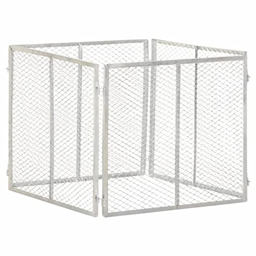 QUAHEAS Trädgårdskomposter, galvaniserat järn, 85 x 85 x 70 cm med gallerventilation, komposterbehållare för löv, gräsklippning, köksavfall, utomhus termisk mask silo för snabb ruttning och