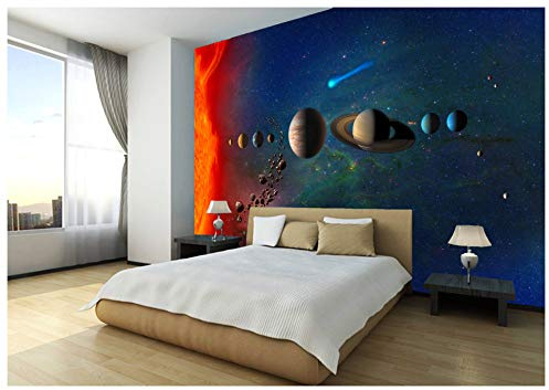 Rymden stjärnor planeter solsystem tapet väggmålning foto barn barn sovrum 325 x 215 cm