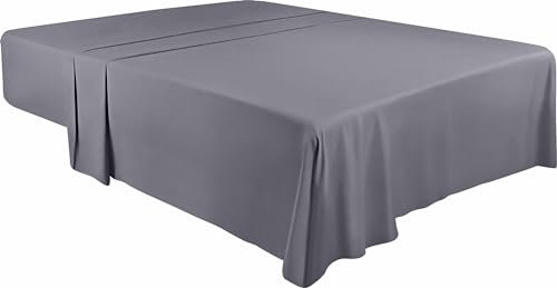 Utopia Bedding - Flach Laken ohne Gummizug - 167 x 243 cm - Oeko-TEX Zertifiziert - Weich Gebürstetes Polyester – Mikrofaser – Flaches Blatt – Grau