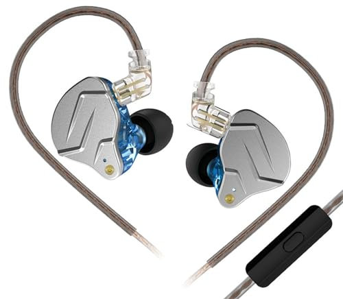 Yinyoo KZ ZSN PRO, Auricolari in ear monitor, struttura bilanciata, Hybrid Tecnology 1DD 1BA, confortevoli con cancellazione del rumore, per cellulare Android, per Donne, Uomini(Blu con microfono)