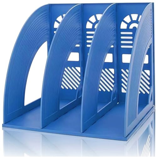 KXF Arched File Organiser Desktop Organizer 3 Compartments for A4 Documents Magazine Holder Office Desk Storage Kitchen Organiser Plastic Bookshelf File Rack Dividers Frame Cabinet For Home School