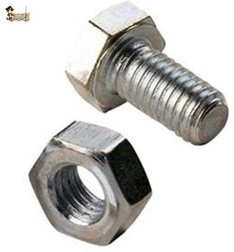 BricoLoco Pack 100 uds. Tornillo estantería con tuerca hexagonal métrica 8. Para estantería metálica ángulo ranurado. Largo 16 mm. M8. Zincado. Rosca completa. Tornillo DIN 933. Tuerca DIN 934.