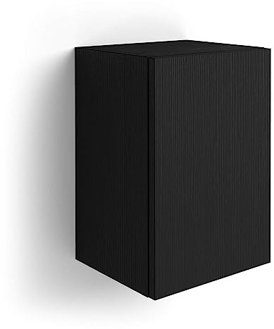 MOBILI FIVER, Estante de Pared en Forma de Cubo con Puerta Iacopo, Color Madera Negra, Aglomerado y Melamina, Armario de Pared para Entrada, Salon, Oficina, Made In Italy