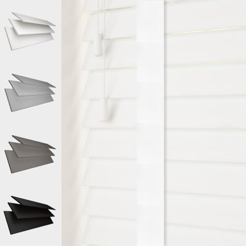 Faux Wood Venetian Blind [White, 180cm Width x 120cm Drop, Tape]